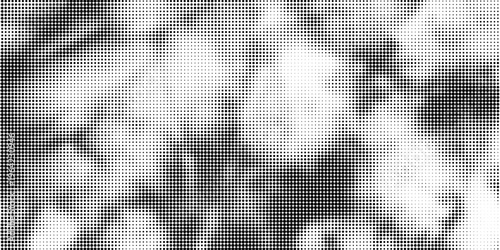 Grunge halftone gradient background. Faded grit noise texture. White and black sand wallpaper. Retro pixelated backdrop. Anime or manga style comic overlay. Vector graphic design textured template