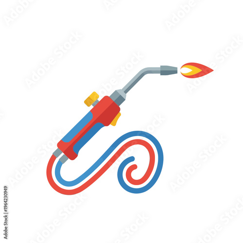 Flat vector icon of welding torch, workshop equipment, minimal flat style, isolated on white background