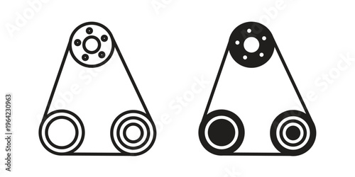 Timing belt icon symbols, Solid black and editable stroke icons