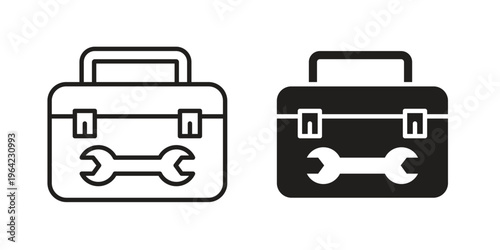 Toolbox icon symbols, Solid black and editable stroke icons