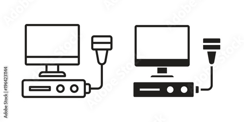 Ultrasound icon symbols, Solid black and editable stroke icons