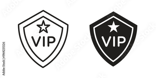 VIP icon symbols, Solid black and editable stroke icons