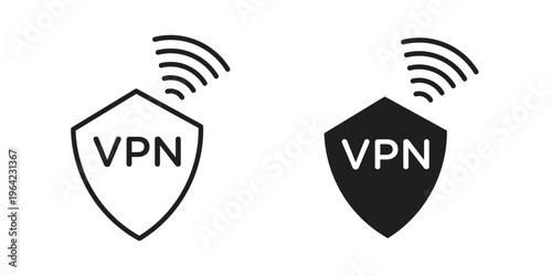 Vpn icon symbols, Solid black and editable stroke icons