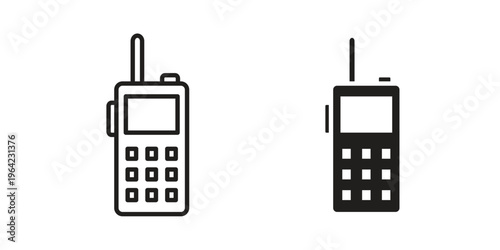 Walkie talkie icon symbols, Solid black and editable stroke icons