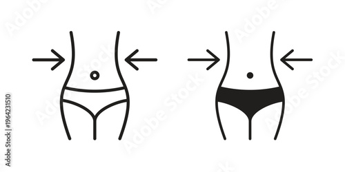 Weight loss icon symbols, Solid black and editable stroke icons