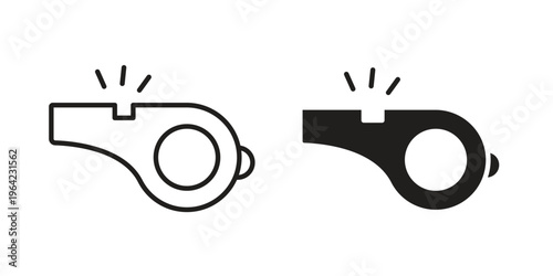 Whistle icon symbols, Solid black and editable stroke icons