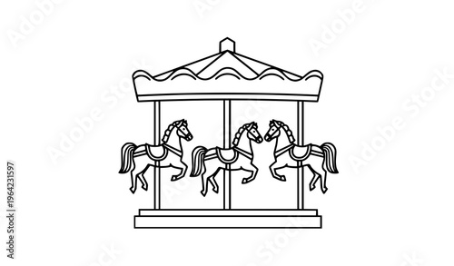 Carousel Horses Icon Vector Illustration Amusement Park Ride Isolated Stock Image
