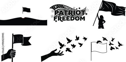 Patriotic symbols and imagery representing freedom and national pride