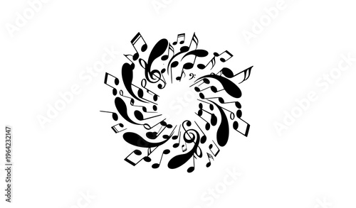 Abstract Music Note Swirl Flat Vector Musical Decoration Element Isolated Illustration