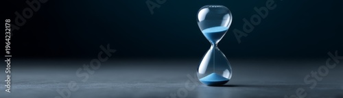 war impact, financial stress, business concept, Stressful Business Deadline - Falling Hourglass Time Pressure Concept in Empty Office Center.