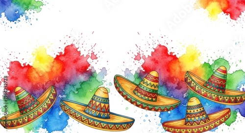 Festive Watercolor Sombreros