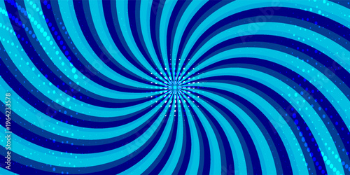 Blue comic radial background with dots and rays. Abstract gradient with dotted halftone effects and dynamic light beams. Perfect for banners, posters, dynamic design projects