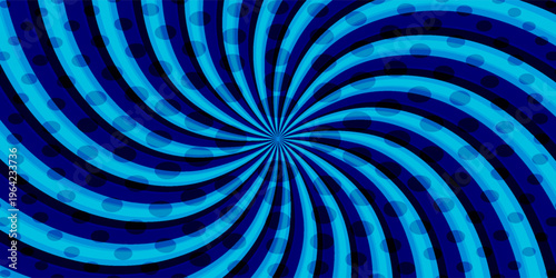 Blue comic radial background with dots and rays. Abstract gradient with dotted halftone effects and dynamic light beams. Perfect for banners, posters, dynamic design projects