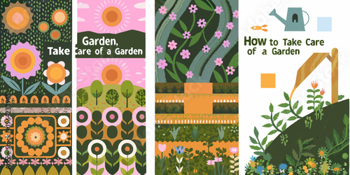 Colorful garden themed bookmarks with floral patterns and gardening tips