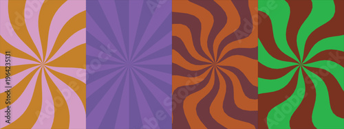 Earthy tone swirl and ray backgrounds featuring warm orange purple and brown color palette