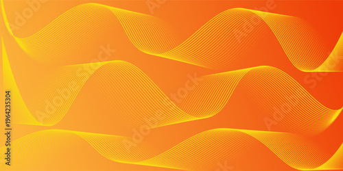 Abstract orange gradient background with shining lines waves. Minimalist background for banner, poster, cover, brochure, flyer, website