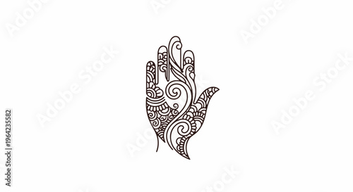 Intricate floral henna design adorns an open palm outline