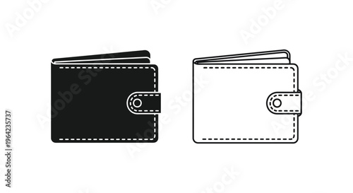 Black and white leather wallet design Vector