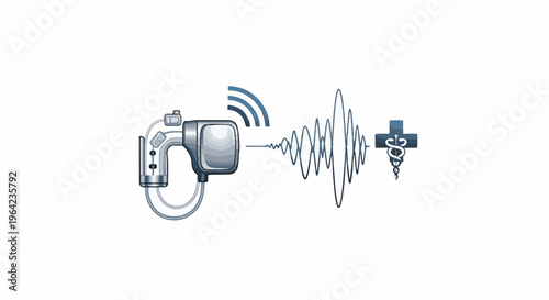 Medical device transmits health data via wireless signals to a caduceus