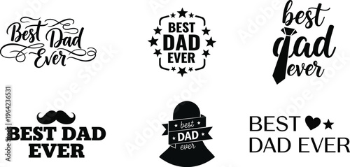Collection of best dad ever typography and icon designs