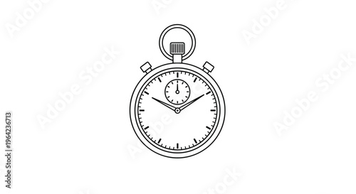 Simple black and white outline drawing of a classic analog stopwatch for measuring time in sports or business activities.