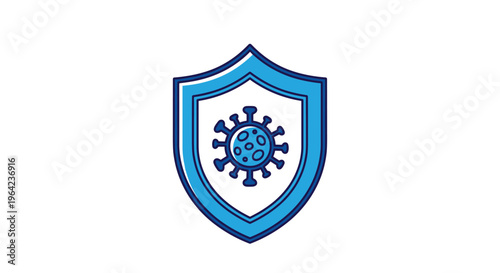 Security shield protecting against a virus symbol for healthcare, antivirus software, and immunization concepts.