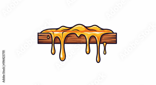 Golden liquid dripping from a wooden surface, symbolizing sweetness