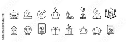 Eid al Adha holiday icon set