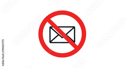 Prohibited symbol over a white envelope icon indicating no mail no messages or no deliveries allowed in this area.