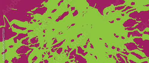 Abstract organic shapes and textures in vibrant green and magenta