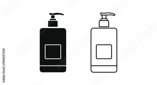 Black and white shampoo and conditioner bottle icons Vector