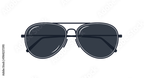 Detailed black and white icon of a classic pair of aviator sunglasses for fashion and eyewear related branding projects.