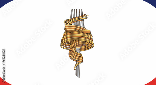 Spaghetti swirling around a fork, isolated on a white background