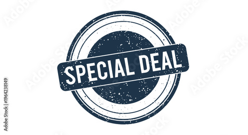 Special deal circular stamp with a grungy weathered texture in dark blue ink featuring bold capital letters on a plain white background.