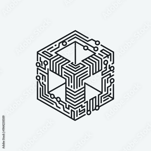 Black and white cube circuit board.