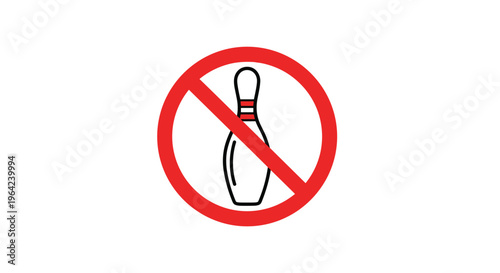 No bowling allowed prohibition sign with a bowling pin icon representing restricted activity on a plain white background.