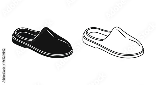 Black and white slipper illustration Vector