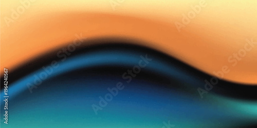 Grainy noisy abstract poster background dark blue orange yellow color wave black backdrop vibrant header banner design
