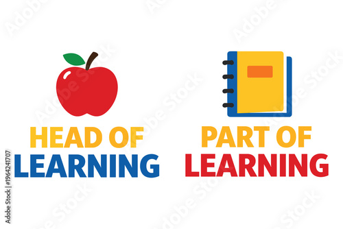 Head of learning and part of learning with educational symbols in creative vector art.
