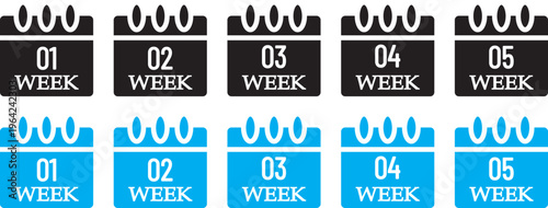 Calendar icon set.1,2,3,4,5, week. calendar planner icons for app, website, ui. Isolated vector illustration. Global time management service app icon. business plan schedule. Calendar vector