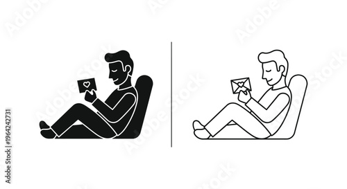 Two men sitting on chairs using smartphones Vector