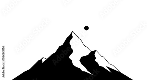 Mountain Range Silhouette at Night.