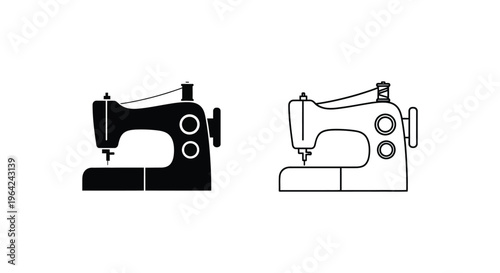 Sewing machine line icon and solid illustration Vector