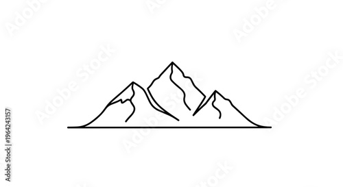 Mountain Range Simple Line Drawing 1.