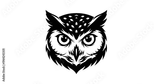 Owl Face Close Up Illustration.