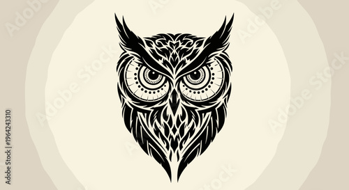Owl Face Tribal Tattoo Design.