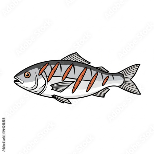 Detailed illustration of a striped fish.