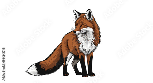 Red Fox Standing Upright Alert.