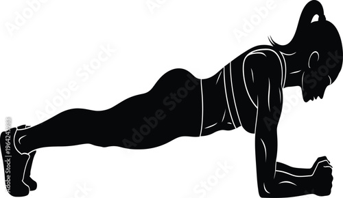 Woman in plank position exercising core muscles