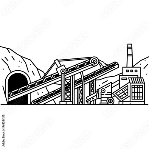 Industrial mining conveyor belt system.